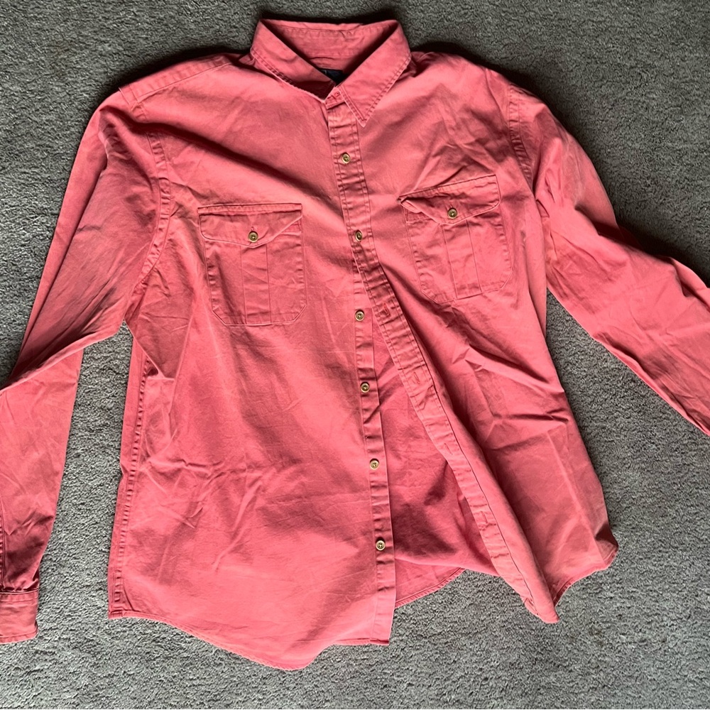 Men’s Ralph Lauren, button-down salmon, red shirt XXL